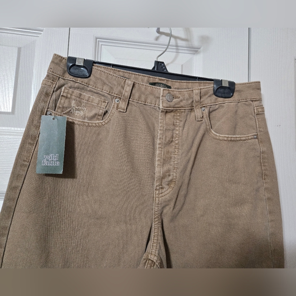 Light Brown Wash Distressed Denim Jeans, High Rise, Straight, Size 8, New W/Tags - Picture 5 of 14